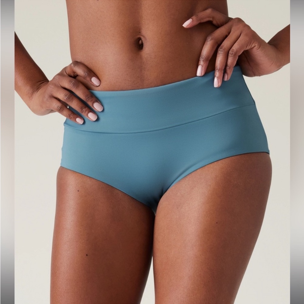 Athleta Teal Blue High-Waist Bikini Bottoms